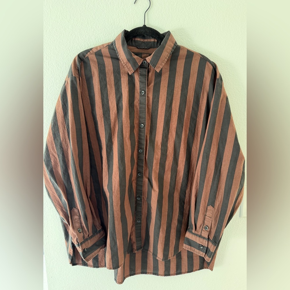 Aerie Women’s Striped Shirt - Black and Brown